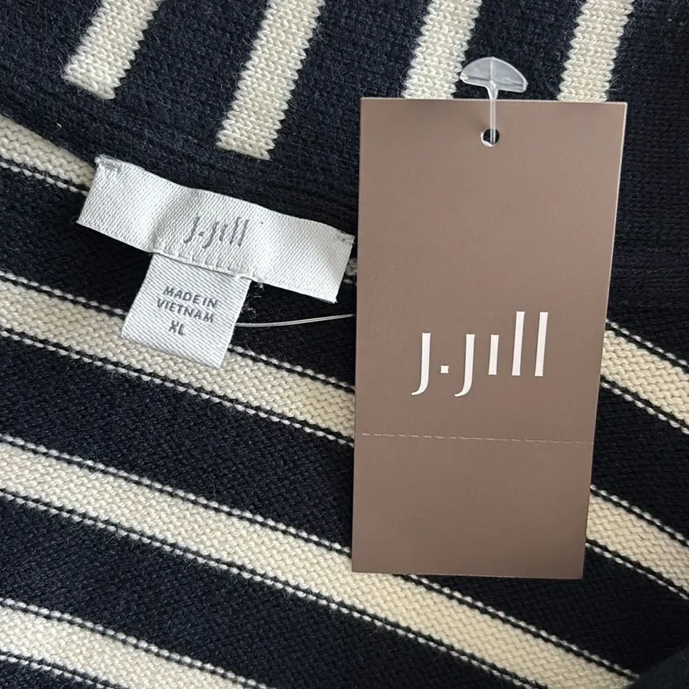 NWT J Jill Collared Striped V-Neck Pullover Sweater Nautical Size XL